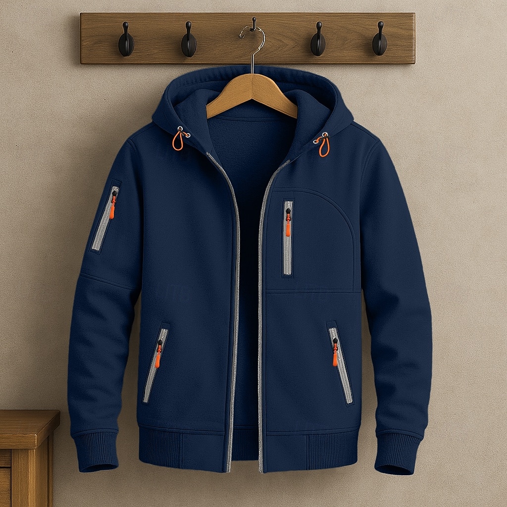 Per uomo Felpa con cappuccio Felpa con cappuccio a zip intera Felpa con cappuccio in pile Felpa con cappuccio foderata in pile Rosso bordeaux Nero Bianco Blu marino Blu Reale Con Cappuccio Semplice del 2025 a $23.99 –P5