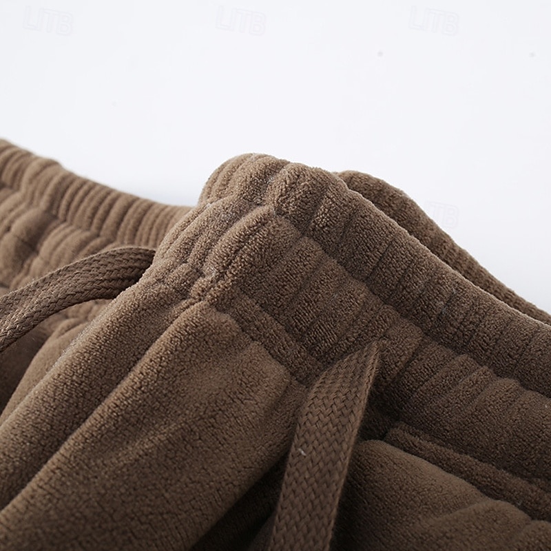 Herren Jogginghose Fleecehose Hose Winterhose Kordelzug Tasche Elastischer Bund Einfach Komfort Warm Sport im Freien Täglich Mode Lässig Schwarz Khaki Mikroelastisch 2026 - $28.99 –P7