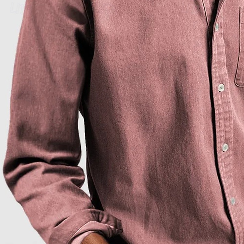 Herren Hemd Freizeithemd Knopfhemd Schwarz Weiß Rosa Rote Marineblau Langarm Einfach Revers Lässig Täglich Fronttasche Bekleidung Elegant Mode Lässig 2025 - $20.99 –P4