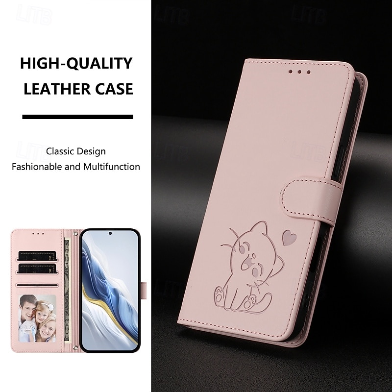 2025年 電話 ケース 用途 グーグル ピクセル9プロ ピクセル9プロXL Pixel 8 Pro Pixel 8 ウォレットカードケース 全身保護 ストラップ付き カメラレンズプロテクター 猫 レトロ風 TPU PUレザー  コレクション – $11.99 –P4