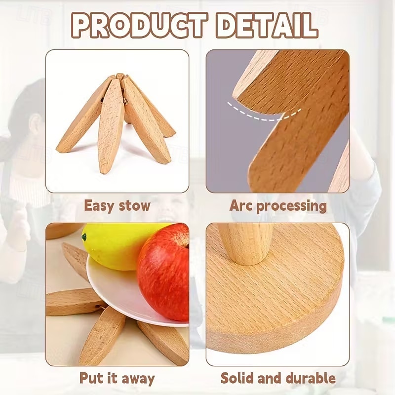 ensemble de dessous de plat en bois naturel, 3/4/5 dessous de plat en bois &1 support comme un sapin de Noël, dessous de plat de cuisine pliable naturel pour casseroles, poêles, bols &théières de 2025 ? $12.99 –P16