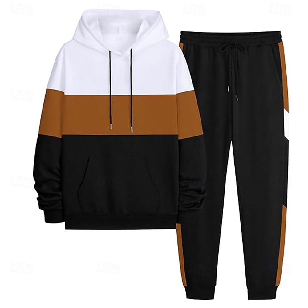 Férfi Színes Vízszintes csíkok 2db 3D pulóver készletek Tracksuit Kapucnis pulóver Hosszú ujj Hosszú nadrág Kapucni Alkalmi Napi Hétköznapi Sportruházat Szabadság 3D nyomtatás Színes Tavasz Ősz Tél 2025 - $45.99 –P3