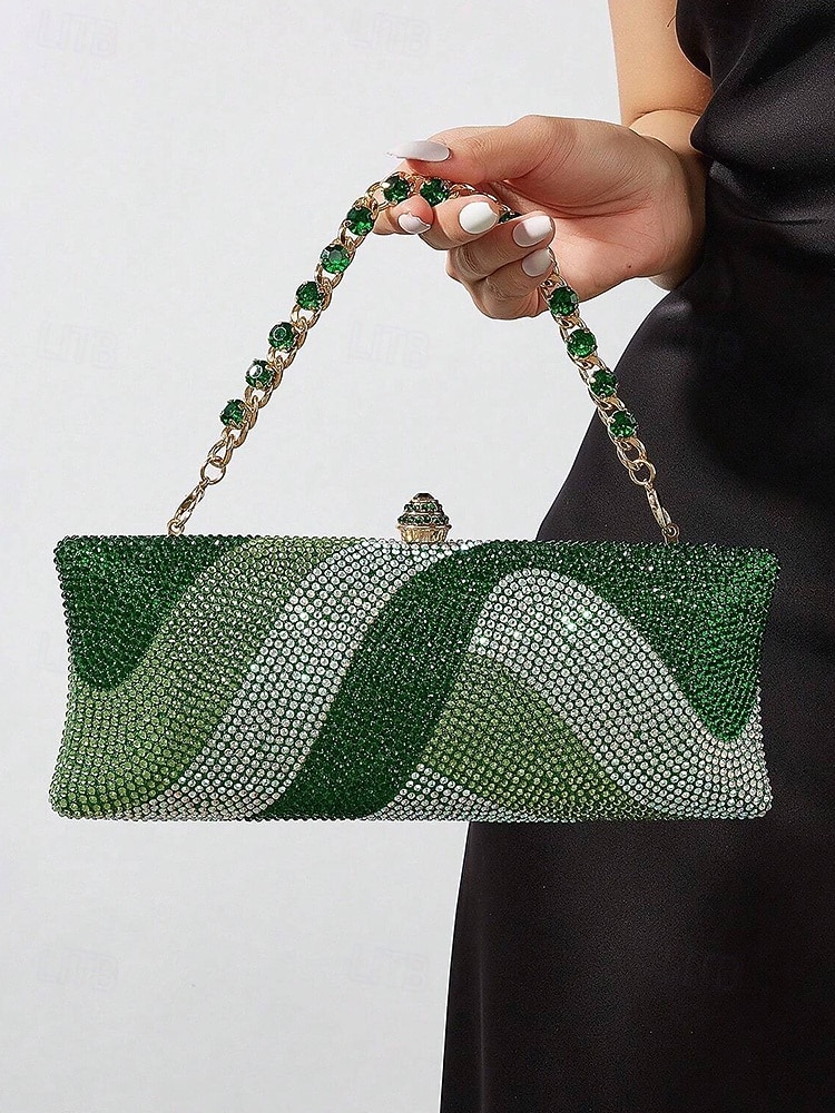 pochette da sera in cristallo da donna con tracolla a catena, borsa di lusso con strass in opzioni multicolore, elegante borsa per matrimoni, cocktail party ed eventi formali del 2026 a $46.99 –P2