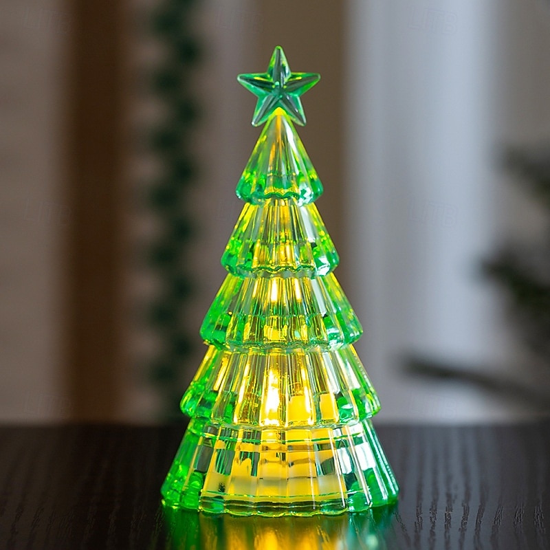 1 Pc 15.2 * 7.8CM/11.2 * 5.8CM Christmas Crystal Christmas Tree LED Night Light Desktop Decorative Light AG13 * 3 Battery/AAA Battery 2025 - CAD $3.99 –P7