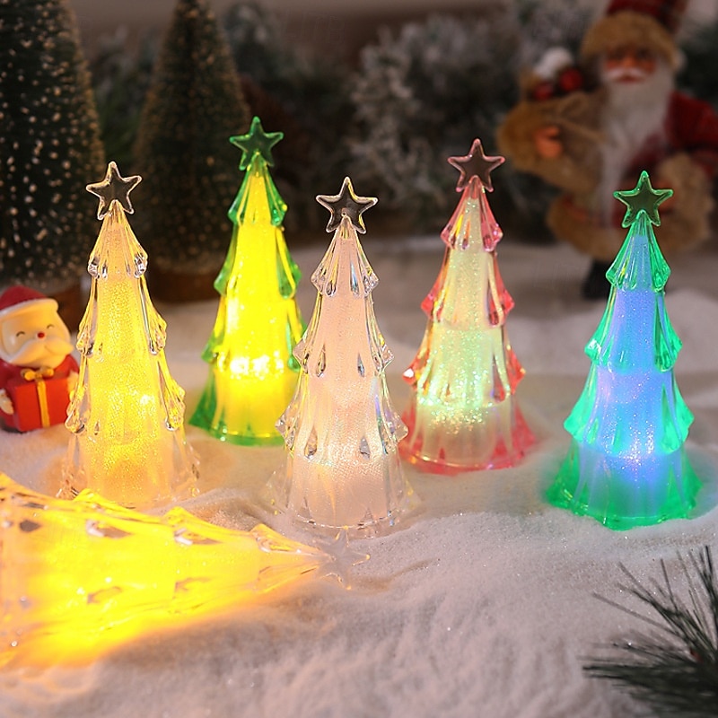 1 Pc 12.5 * 6CM Christmas Acrylic LED with Light Christmas Tree Night Light Indoor and Outdoor Party Desktop Decoration Ornament Light Colorful Warm Light AG10 * 3 Batteries 2025 - CAD $3.99 –P3