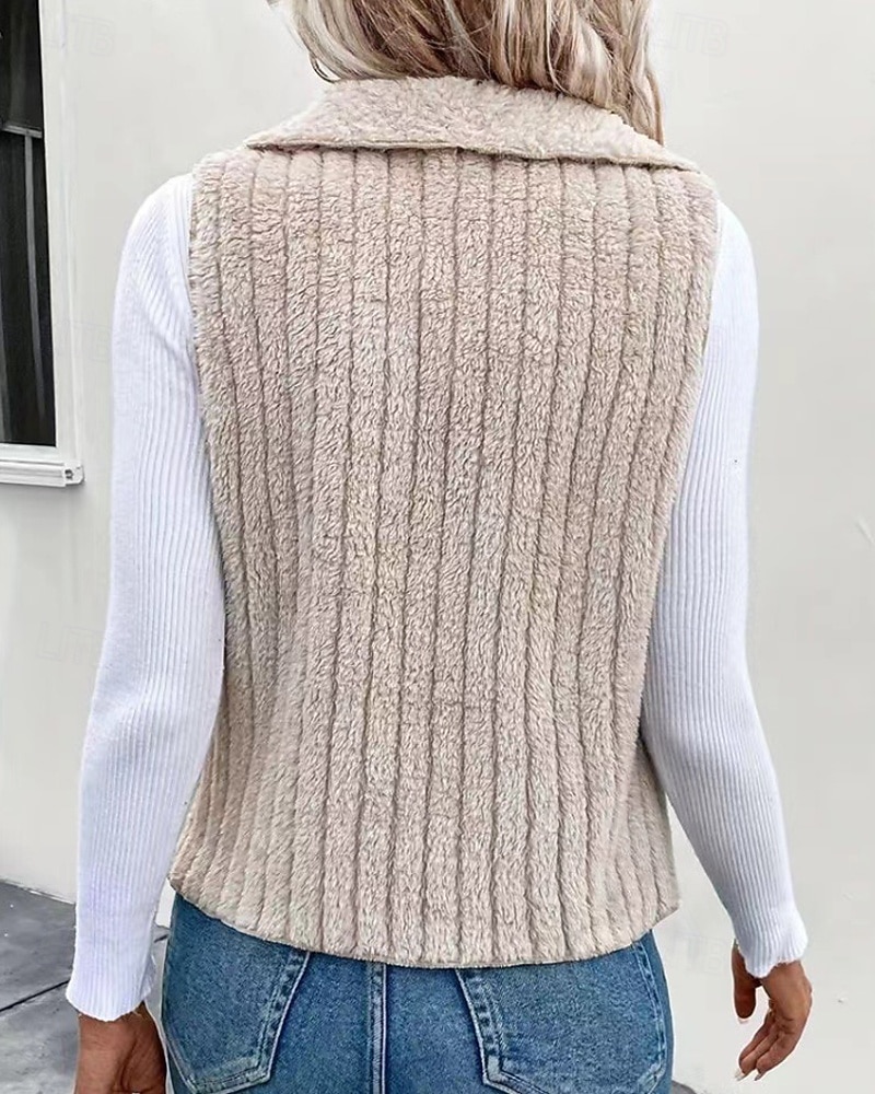 Femmes Gilet Chaud Confortable Fermeture éclair Occasionnel Uni Vacances Rue Occasionnel Tenue quotidienne Régulier Col Rabattu Coupe régulière Sans manches Vêtements d'extérieur Noir Blanche Bleu de 2026 ? $22.99 –P6