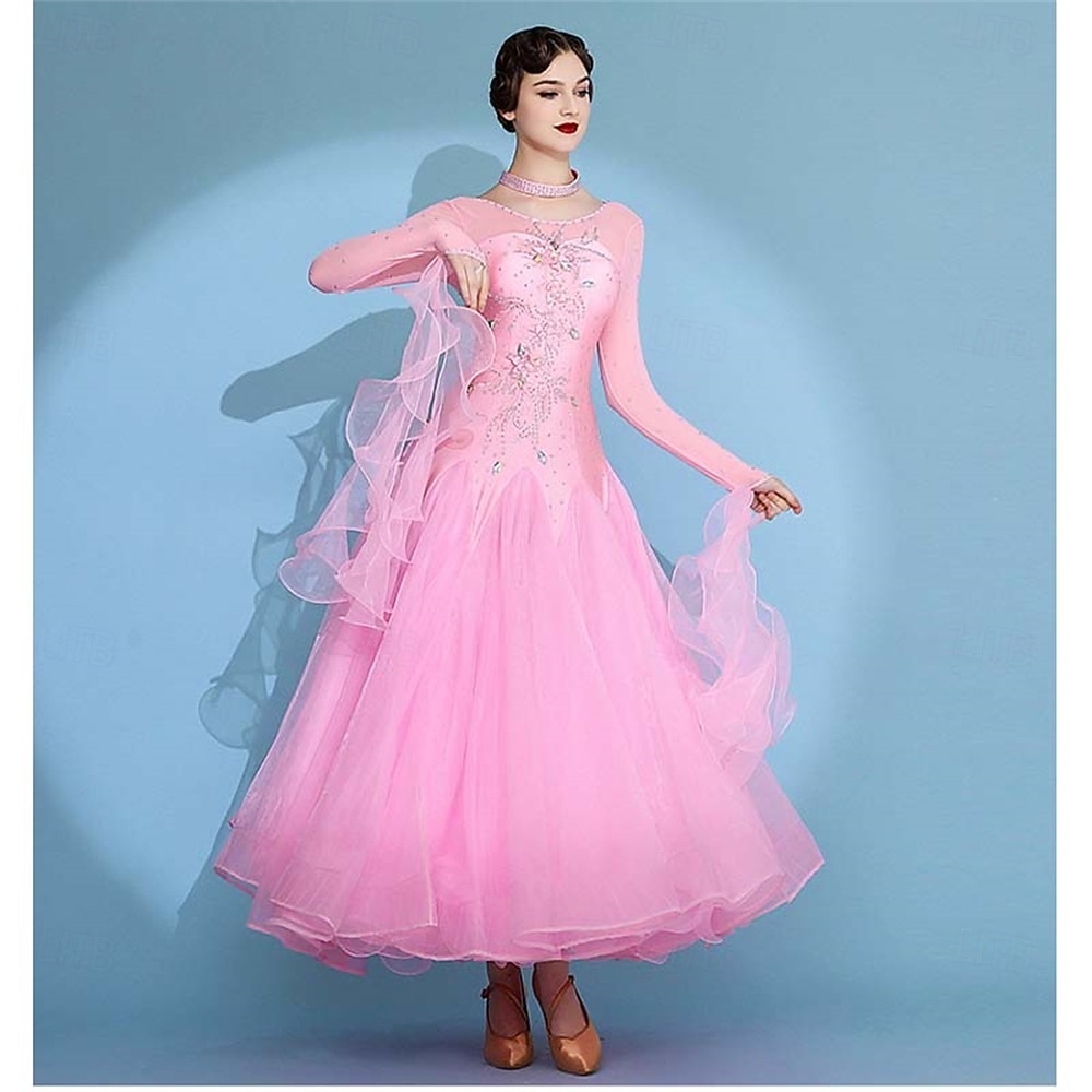 γυναικείο φόρεμα βαλς με μακριά μανίκια, μοντέρνο φόρεμα χορού, φορέματα διαγωνισμών, ένδυση παράστασης 2026 - $251.39 –P7