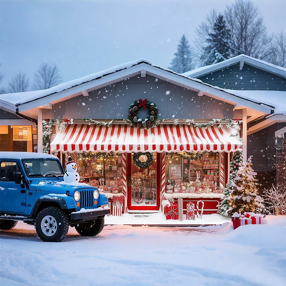 Новогодняя тематика Крышка гаражной двери Большое Подвесное Рождественский магазин Подарок Симпатичные Стиль 3D Вечеринка На открытом воздухе Праздник Фоны для съемки Ярд (0,9 м) Домашний декор 2025 - $28.99 –P2