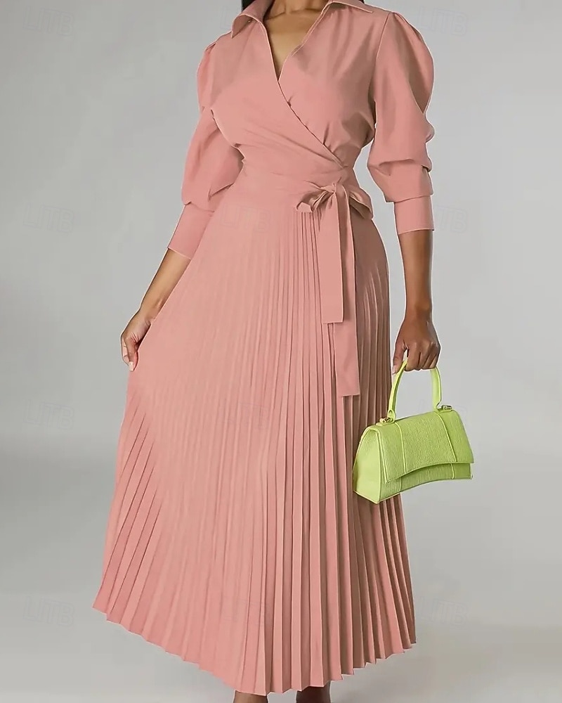 Dámské Midi šaty Šaty na párty Koktejlky Saténové šaty Slip Dress Elegantní Moderní Venkovní Párty Večerní oslava Běžný Bez vzoru Dlouhý rukáv Košilový límec Růžová růžová Černá Světlá růžov 2025 - $36.99 –P6
