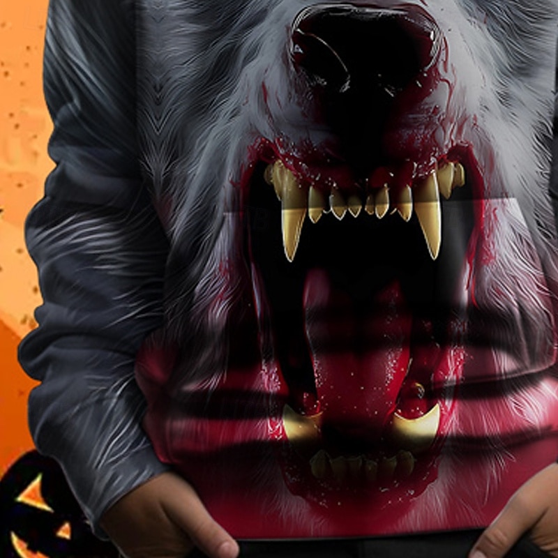 Halloween Pojkar 3D Grafisk Huvtröja Långärmad Vår Höst Mode Streetwear Barn 4-12 år Huva Utomhus Ledigt Dagligen Normal 2025 - $18.99 –P4