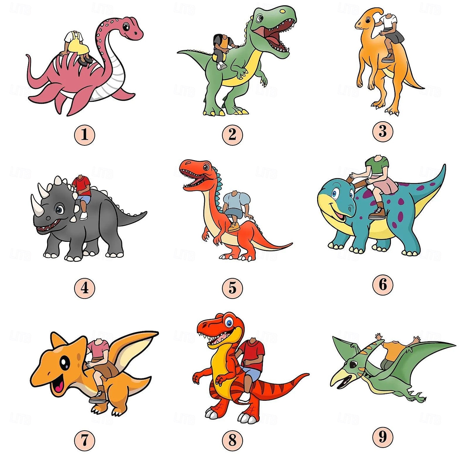 personlig ansiktspute med bilde, tilpassede barneputer med dinosaurridning, bursdagsgaver til gutter, morsom stygg pute, spesialformet pute, utstoppet dinosaur 2026 - $13.99 –P1