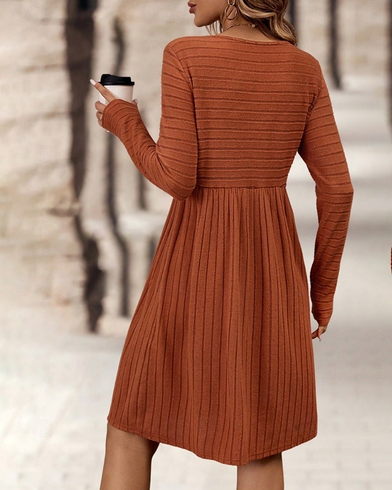 Dames Mini-jurk Casual jurk Modern Buiten Vakantie Dagelijks Normale pasvorm Effen Lange mouw Strakke ronde hals Zwart Marineblauw Donkergroen Oranje Lente Herfst 2025 - $23.99 –P9