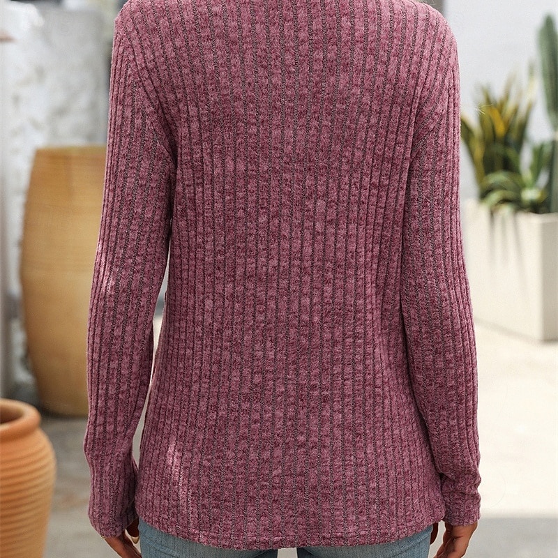 Femmes T-shirt Uni Élégant Mode Basique manche longue Col carré Hauts Réguliers Quotidien Week-end Patchwork Noir Bleu Violet Vert Blanc Ecru Printemps Automne Hiver de 2025 ? $23.99 –P8