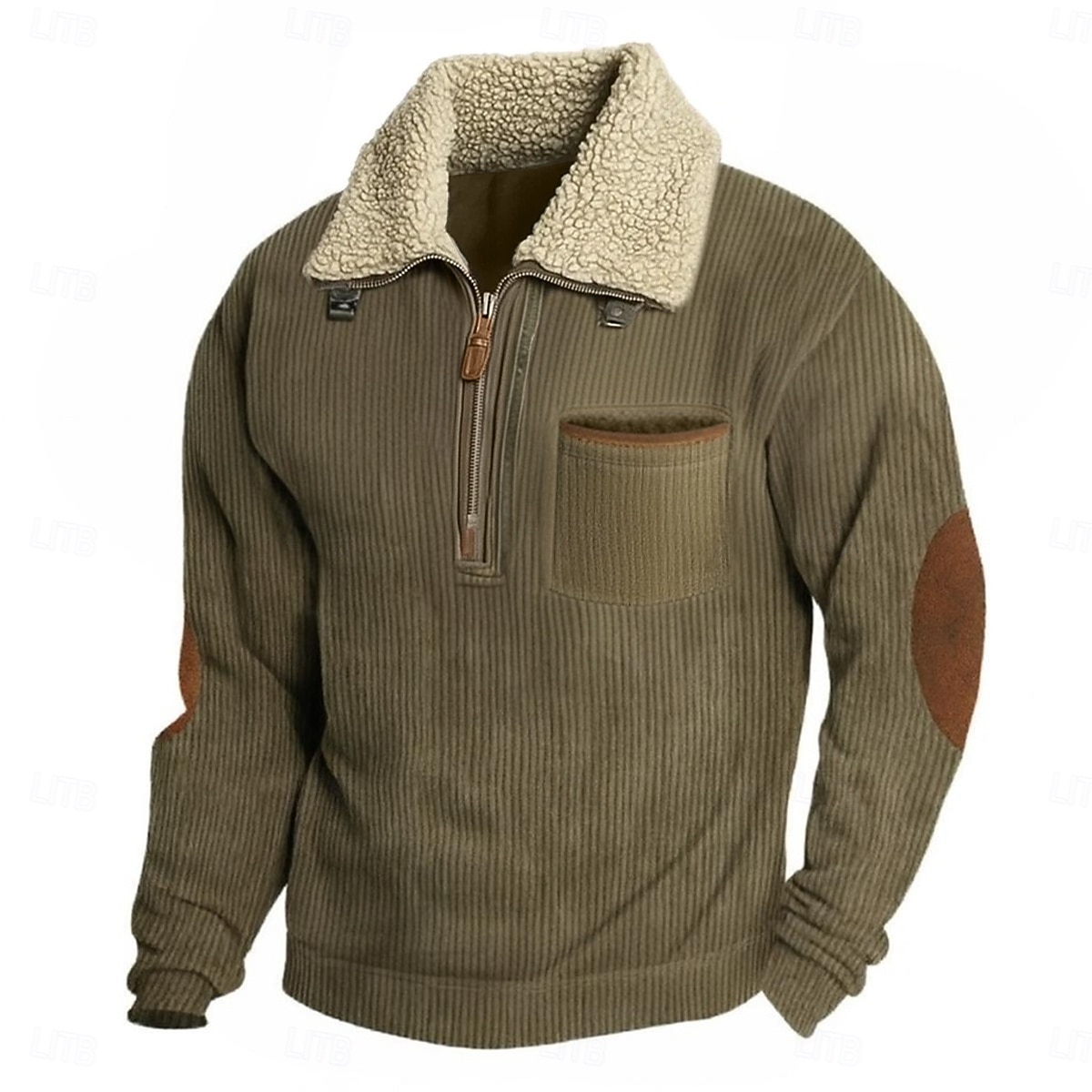 Homens Moletom Veludo Cotelê Moletom com capuz Estacionar Moletom de lã Preto Vinho Verde Tropa Azul Marinha Cáqui Com Capuz Colarinho Clerical Lapela Tecido Patchwork Desportos e Ar livre Casual de 2025 por $32.99 –P1