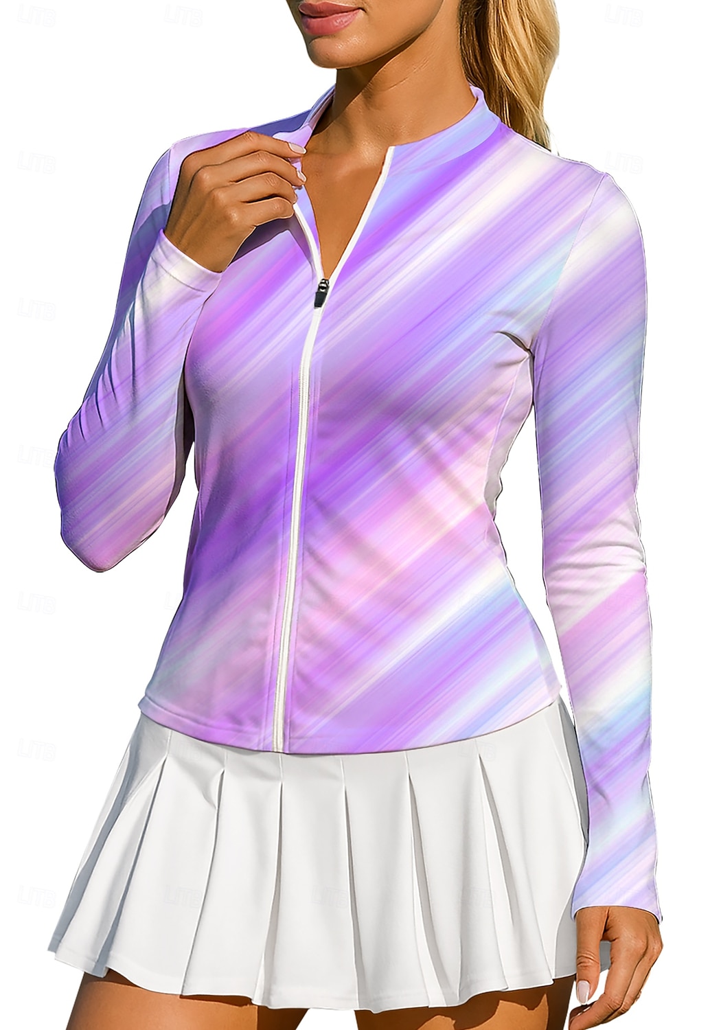 Γυναικεία Βαθμίδα Αφηρημένη τέχνη Μπλούζες Αθλητικό πουκάμισο Πουκάμισο τένις Μπλούζα τένις Μακρυμάνικο Φερμουάρ Λουλουδάτο UPF50 2026 - $20.99 –P3