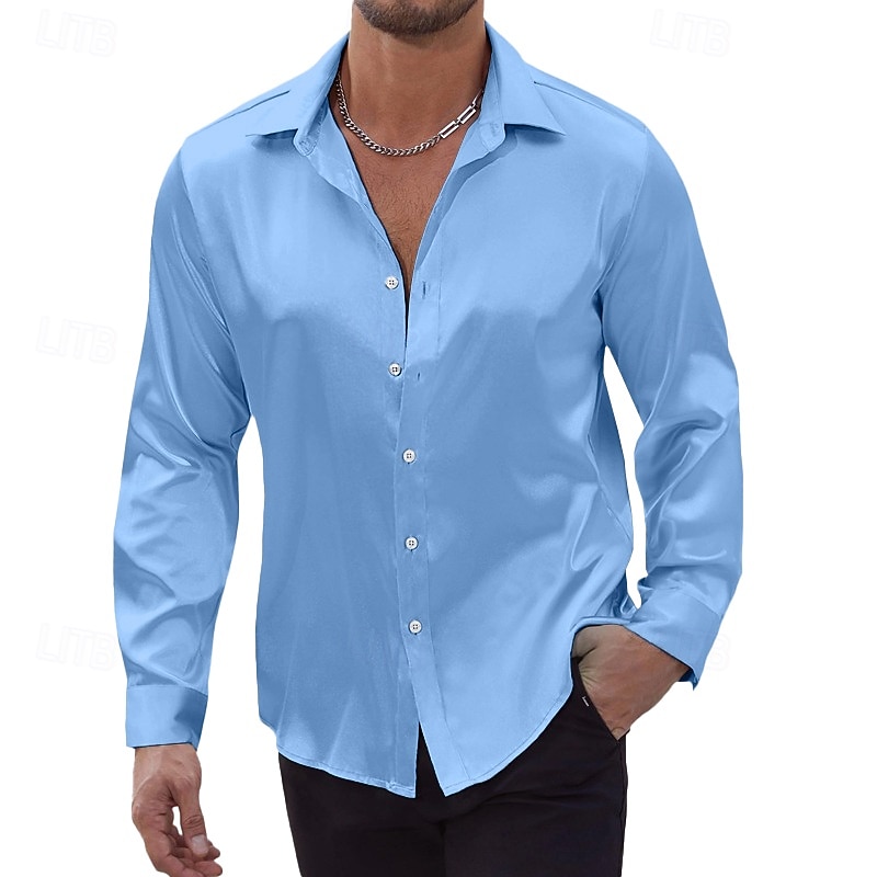Per uomo Camicia Camicia in raso Camicia casual Camicia con Bottoni Camicie sbottonate Semplice Formale Quotidiano Nero Bianco Vino Blu reale Manica Lunga Bavero Primavera & Autunno Tutte le stagioni del 2025 a $23.99 –P7