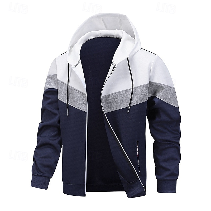 Per uomo Felpa con cappuccio Felpa con cappuccio a zip intera Rosso bordeaux Nero Blu marino Cachi Grigio chiaro Con Cappuccio Semplice Patchwork Blocco di colore Sport & Outdoor Casuale Quotidiano del 2025 a $32.99 –P5