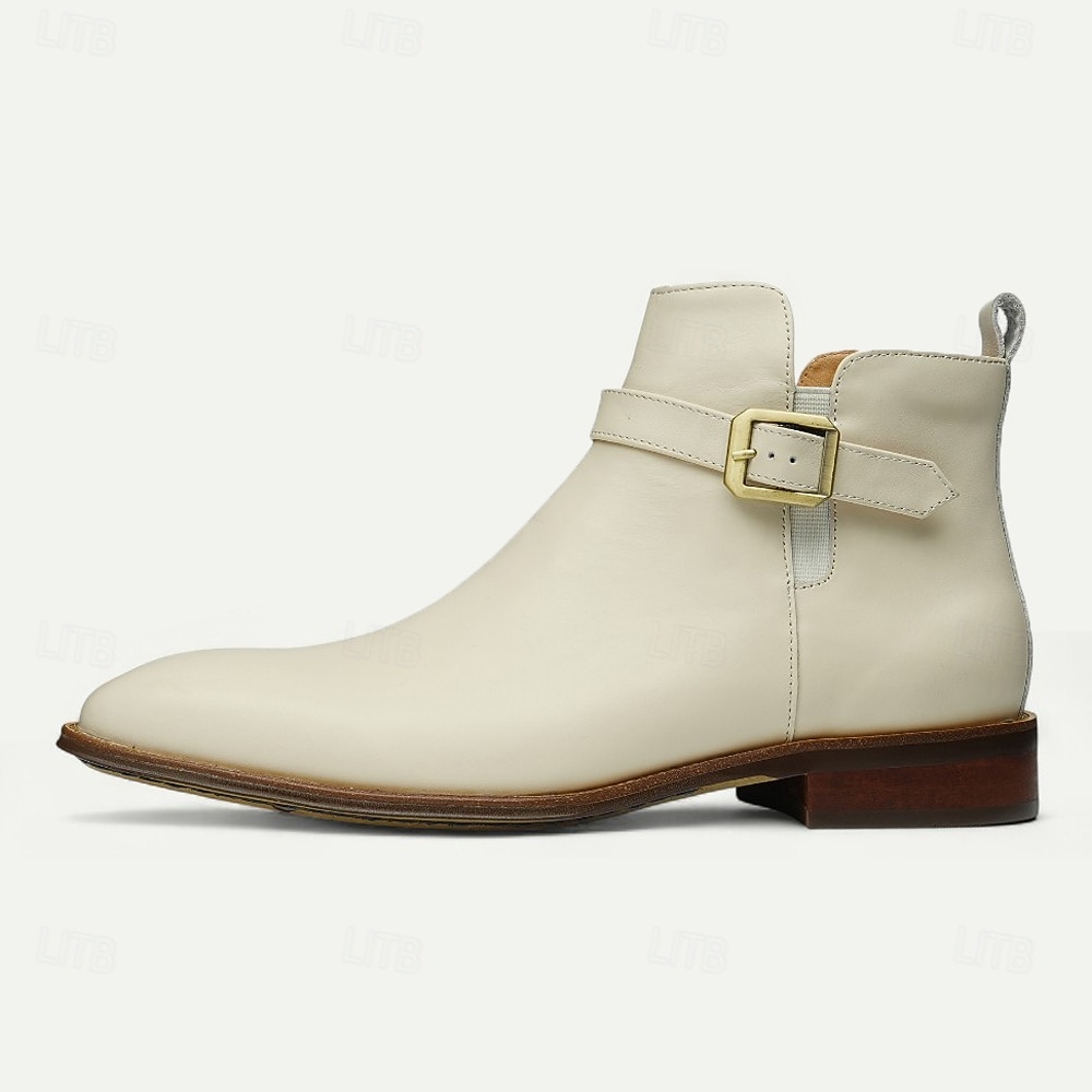 stivaletti alla caviglia da uomo con fibbia bianca, moderni stivali alla moda con cerniera laterale e cinturino per matrimoni, feste e abbigliamento casual alla moda del 2026 a $129.99 –P11