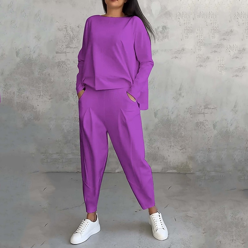 Damskie Komplety dresowe Dres 2-częściowy Stroje do salonu z kieszenią Solidne kolory Zestawy odzież Jesień Czarny Biały Siłownia Bieganie Zdatność Lekki Oddychający Długi rękaw Sport Odzież sportowa 2025 - $14.99 –P12
