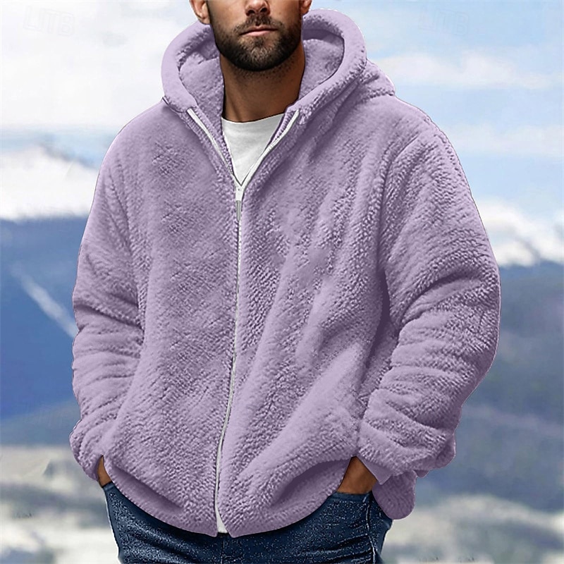 Per uomo Felpa con cappuccio Felpa con cappuccio a zip intera Giacca in Pile Nero Rosa Verde militare Blu marino Blu Reale Con Cappuccio Semplice Tasca Sport & Outdoor Quotidiano Ferie Poliestere del 2025 a $34.99 –P18