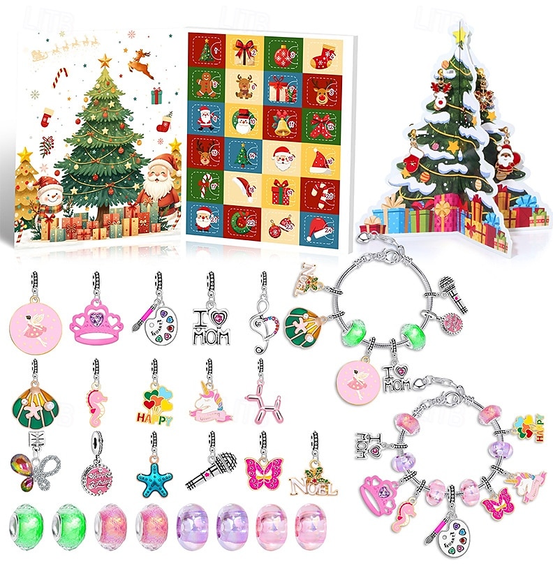 Christmas Advent Calendar Bracelets 2025 for Girls, 24 Days DIY Jewelry Making Kit with 22 Charm Beads and 2 Adjustable Bracelets, Xmas Countdown Gift for Kids Teens Women 2025 - $21.99 –P5