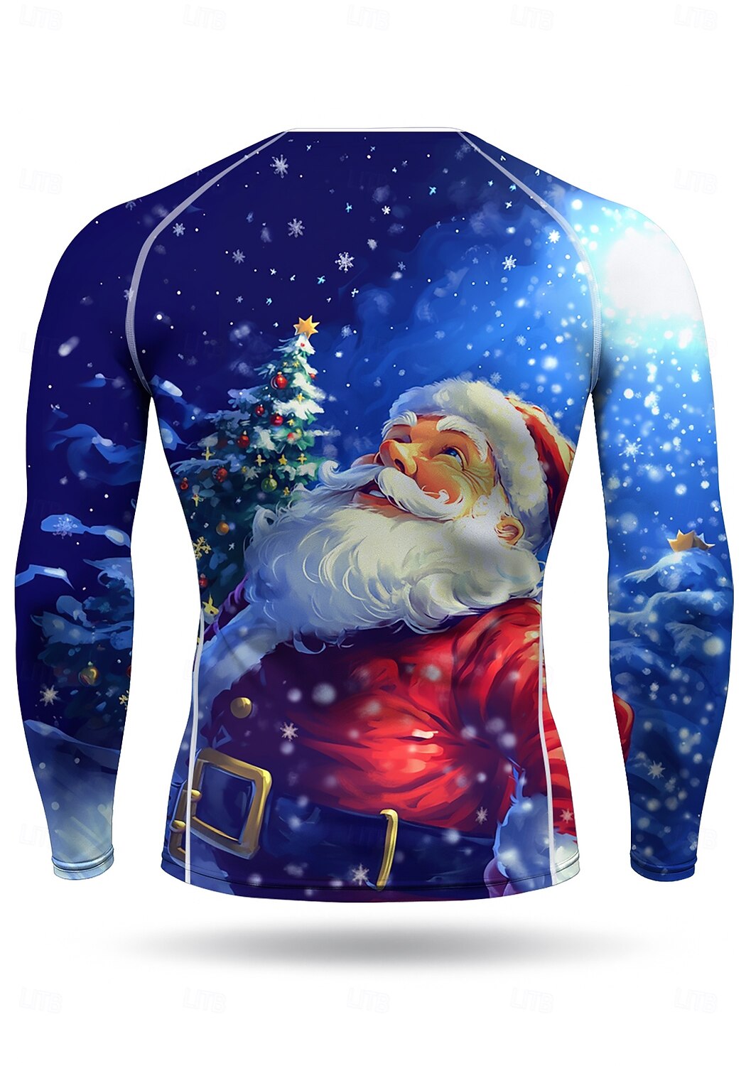 Новогодняя тематика Муж. Универсальные Футболка для бега Спортивная рубашка Фитнес-рубашка Рубашка тренировки Беговой верх Длинный рукав Футболка Футболка UPF 50 2025 - $22.99 –P2