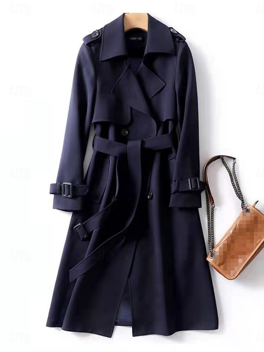 Naisten Trenssitakki Mukava Hengittävä Napit Vyön kanssa Vapaa-aika Tavallinen Loma Katu Kausaliteetti Arki-asut Yksirivinen Pitkä Sänkyjen avaus Normaali Pitkähihainen Päällysvaatteet Laivasto Musta 2026 - $48.99 –P5