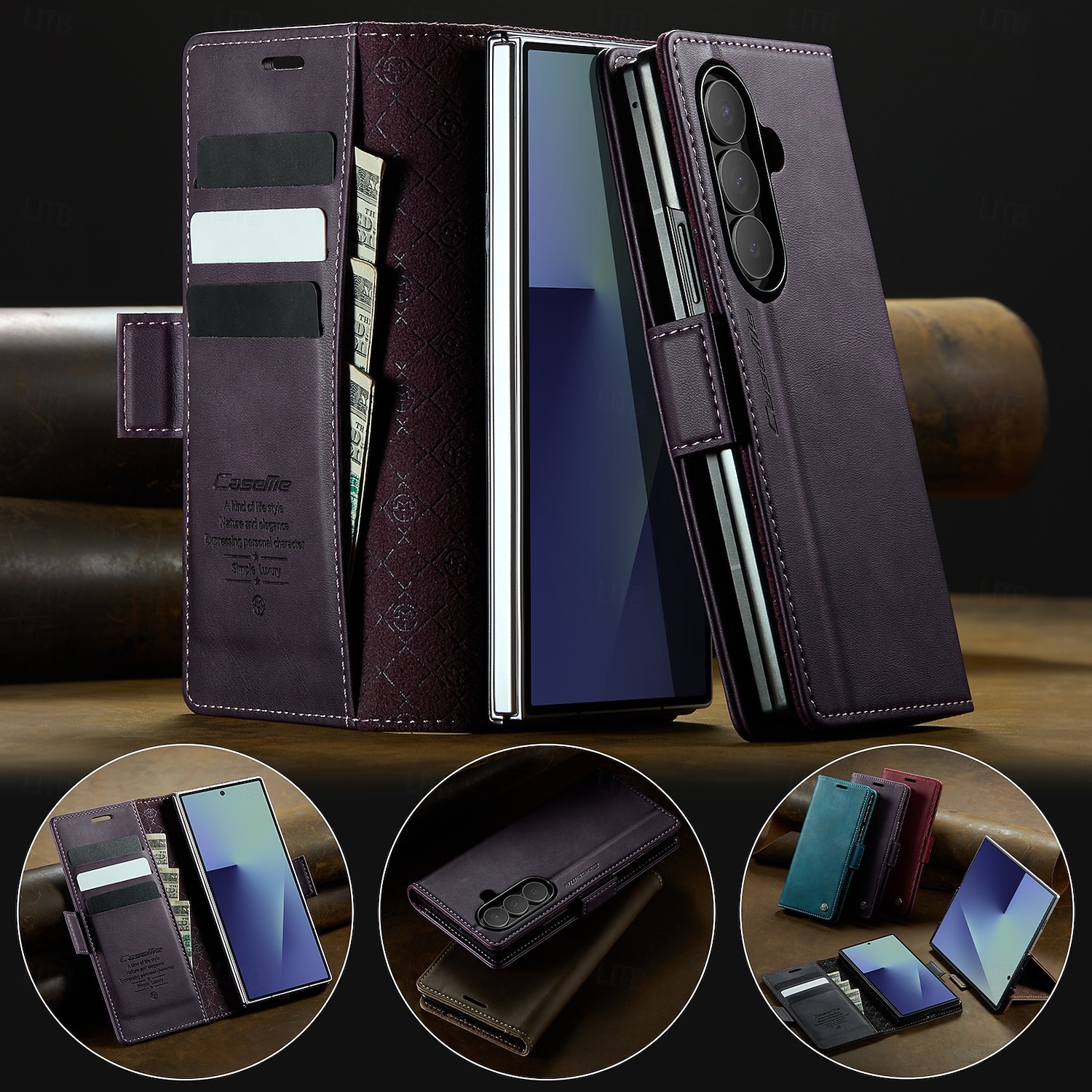 Phone Case For Samsung Galaxy Z Fold 7 Magnetic Adsorption Wallet Case Magnetic Full Body Protective Kickstand TPU PU Leather 2025 - $13.99 –P6