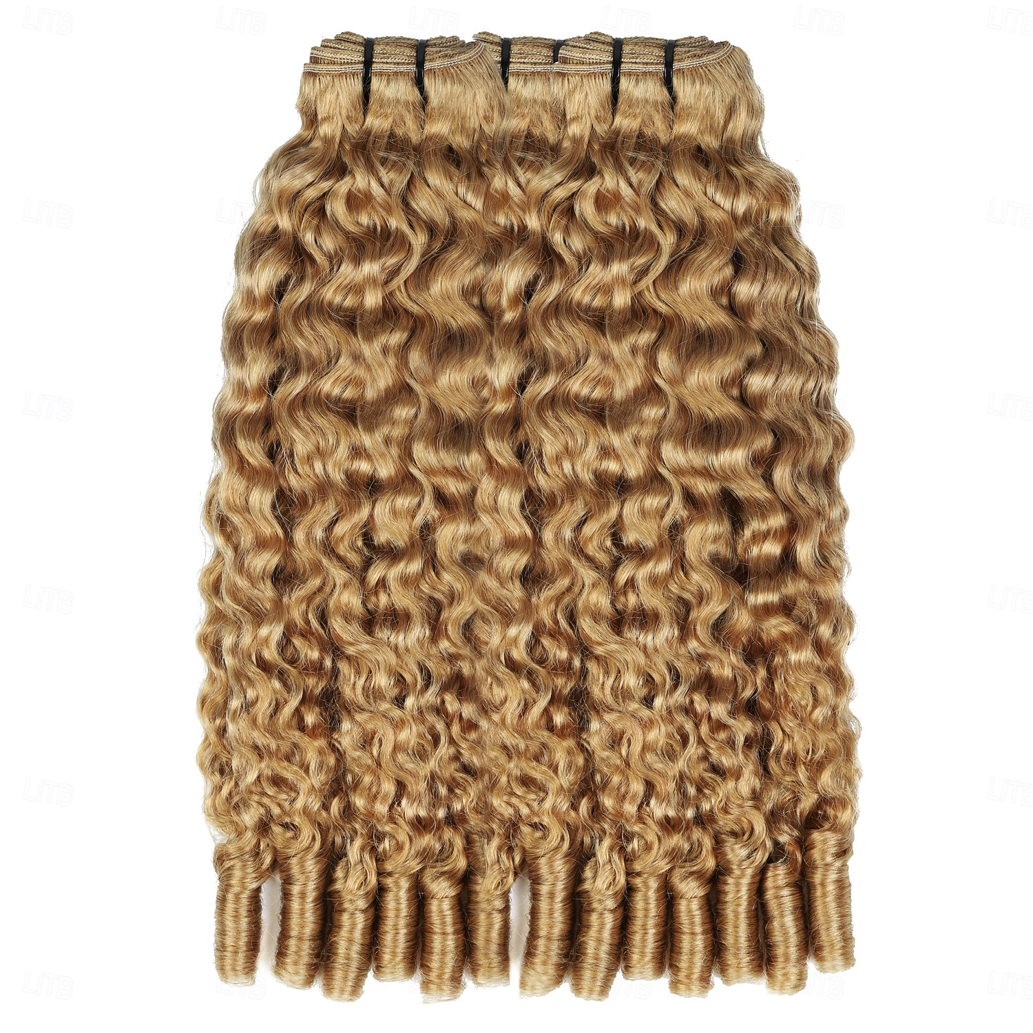 Extensiones de cabello humano rizado birmano, color marrón lino, n.° 27, de 18, 18 y 20 pulgadas, con extremos en espiral. 2025 - $289.39 –P2