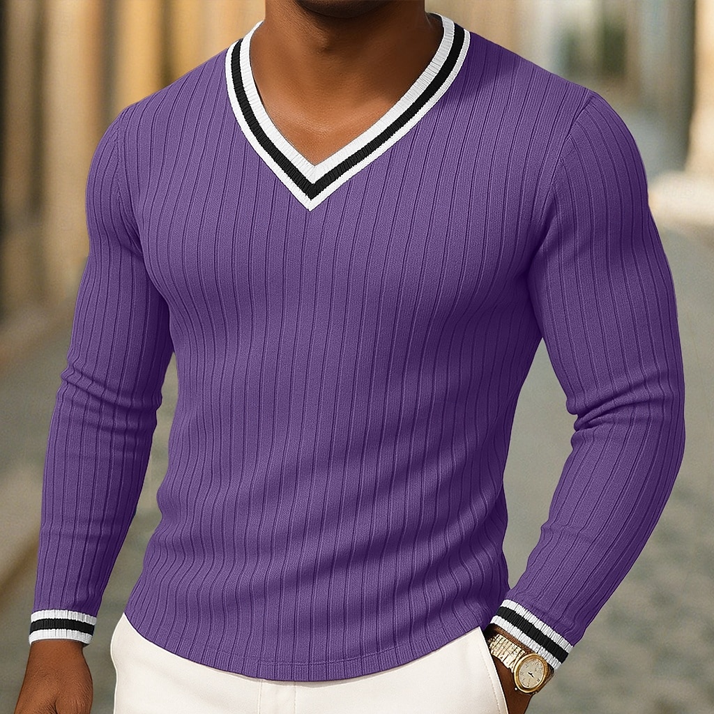 Per uomo Canotta Muscolare Maglietta Manica Lunga Scollo a V Henley Estate Primavera Autunno Semplice Contemporaneo Moderno Casual Blocco di colore Bottoni Base Casa Streetwear Casuale Blu Verde Viola del 2026 a $27.99 –P5