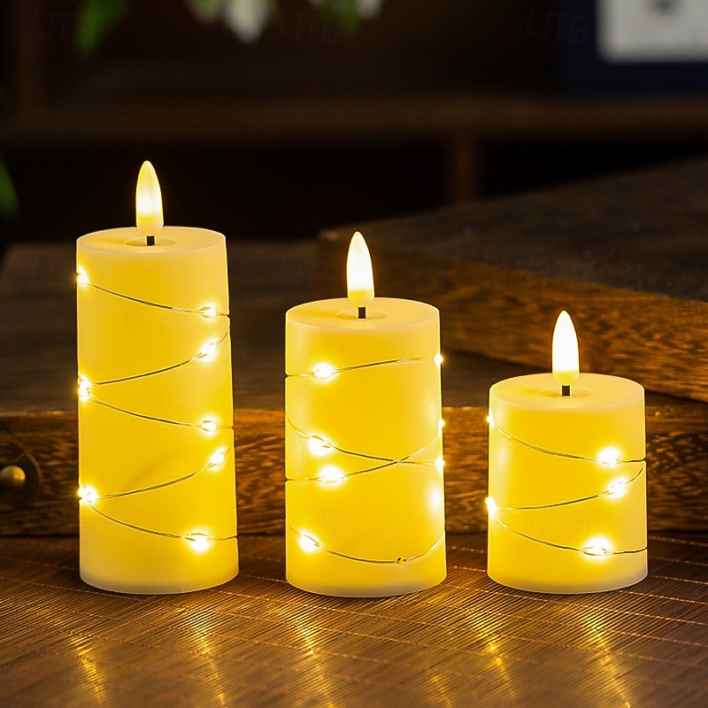 Lot de 3 bougies électroniques à LED pour Noël, Halloween, Nouvel An, Saint-Valentin, mariage, festival, fête, décoration de bureau, ornement lumineux, batterie AG13 * 3 de 2025 ? $11.49 –P9