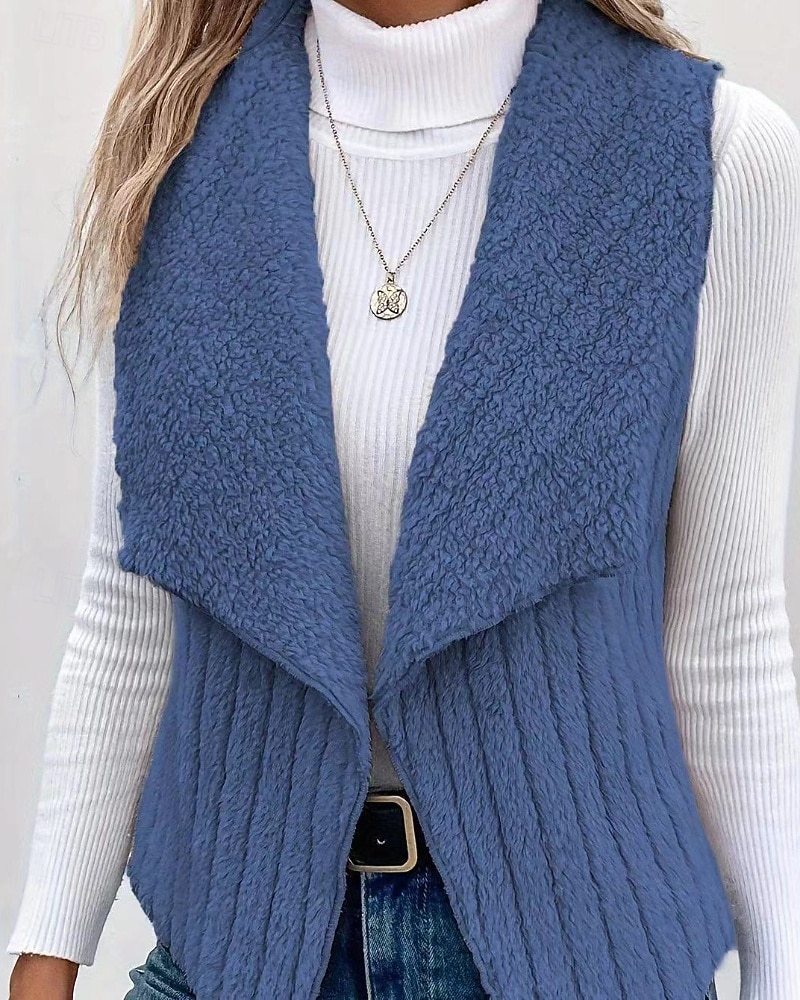 Femmes Gilet Chaud Confortable Fermeture éclair Occasionnel Uni Vacances Rue Occasionnel Tenue quotidienne Régulier Col Rabattu Coupe régulière Sans manches Vêtements d'extérieur Noir Blanche Bleu de 2026 ? $22.99 –P12