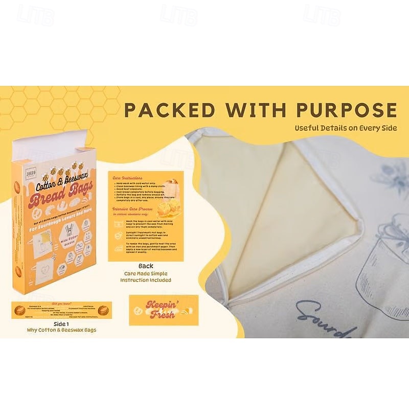 accès large à glissière en coton &Sacs à pain en cire d'abeille pour levain, sacs de conservation des aliments en cire d'abeille réutilisables, sac de conservation des aliments en coton extra large et de 2025 ? $19.49 –P10
