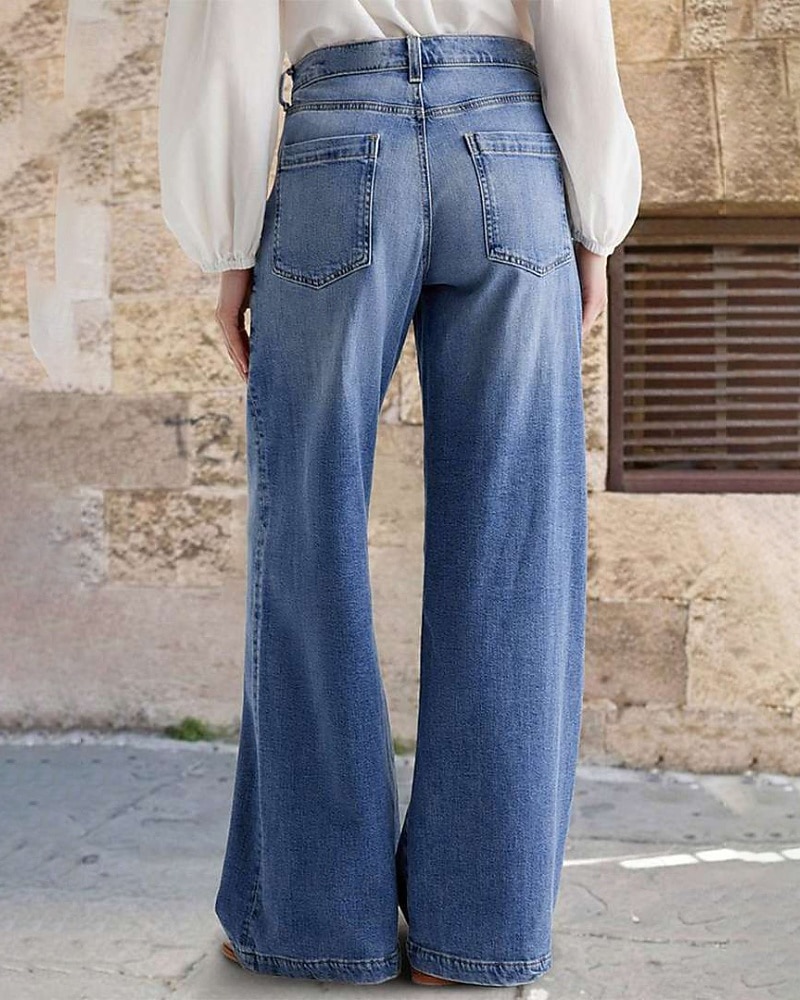 Per donna Jeans Gamba larga Moda Streetwear Casual Lunghezza intera Vita media Semplice Tasca Confortevole Micro-elastico All'aperto Vacanza Streetwear Blu Primavera Autunno Vestibilità comoda del 2025 a $15.99 –P3