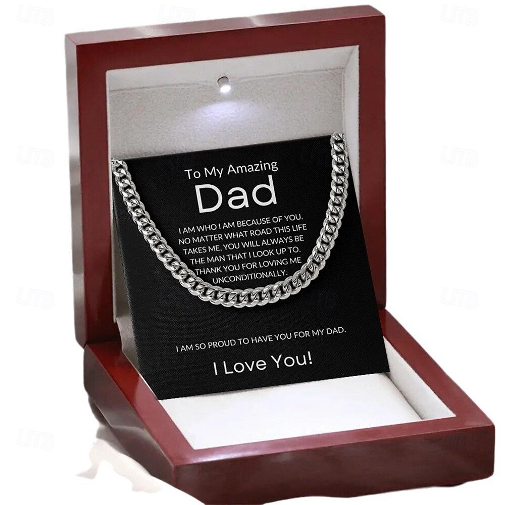 Кубинское ожерелье-цепочка моему отцу, рождественский подарок для отца с коробкой для открыток, подарок на день рождения, ювелирное украшение в подарок на День отца от сына или дочери 2026 - $12.99 –P5