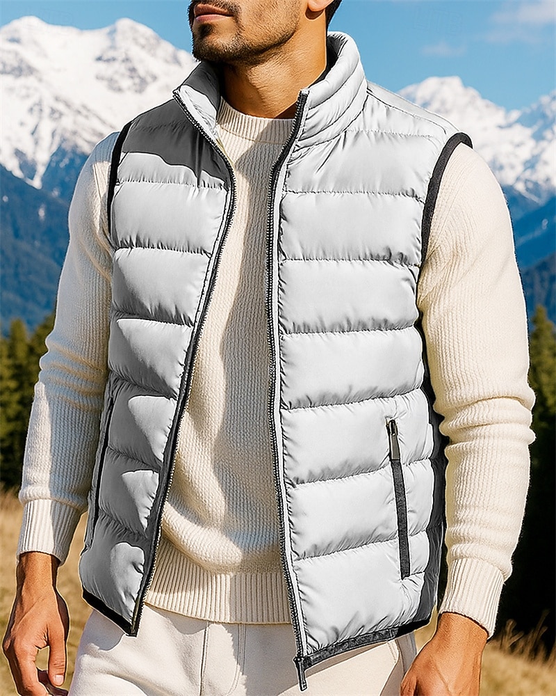 Men's Hiking Vest Puffer Vest Winter Autumn / Fall Outdoor Thermal Warm Lightweight Vest Hunting Fishing Climbing Black Army Green Burgundy Blue Green 2026 - $28.99 –P5