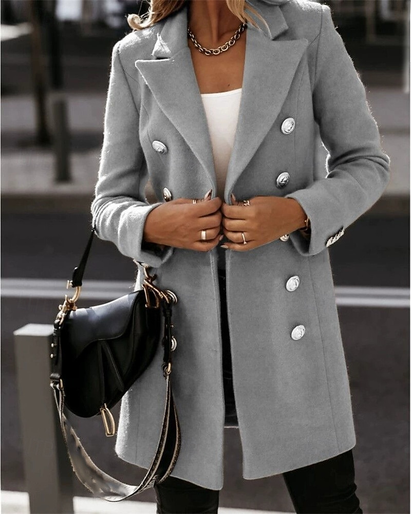 Damen Freizeitjacke Warm Bequem Tasche Knöpfe Mode Outdoor Einfach Ausgehen Wochenende Einreihig Regulär Revers Normale Passform Langarm Oberbekleidung Schwarz Weiß Khaki Herbst Winter 2025 - $25.99 –P8