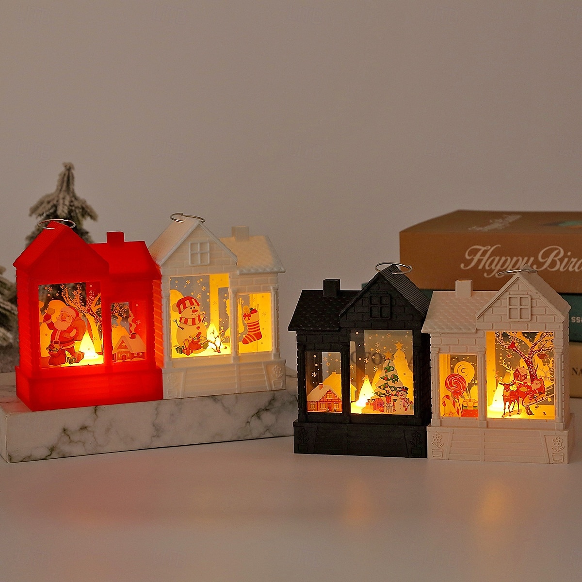 1 Pc 12.2 * 8.9CM Christmas retro small house shaped LED electronic candle night light desktop Christmas style ornament light LR1130 * 3 battery 2025 - $3.49 –P9