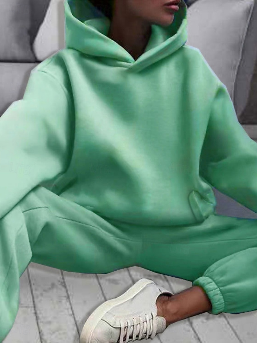 Dámské Kapuce Sady kalhot Bolero Top Dlouhý rukáv Kapuce Pevná barva Módní Šik ven Ležérní Denní Venkovní Vodní modrá Černá Hnědá Jaro Běžný 2026 - $29.99 –P4