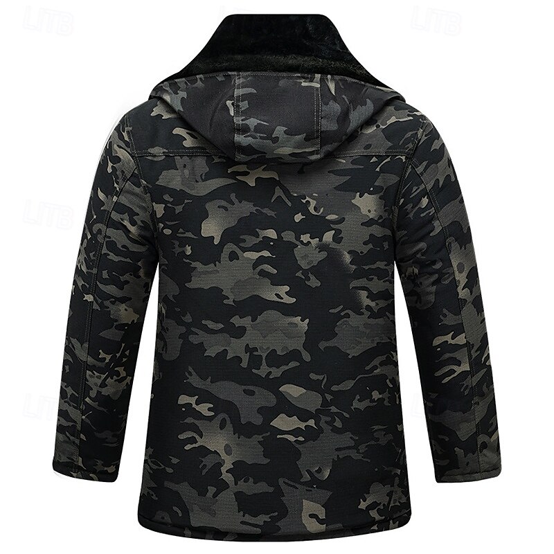 Herren Wanderjacke Fleecejacke Daunenjacke Thermo-Set Winter Draussen Tarnung Thermowarm Oberteil Armeegrün Grün Khaki 2025 - $51.99 –P13