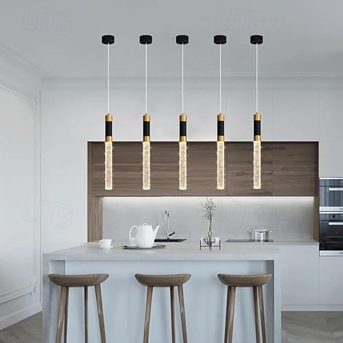 светодиодный подвесной светильник с регулируемой яркостью 34 см, хрустальный современный кухонный островной светильник, регулируемое подвесное освещение для кухонного острова, светодиодная люстра из 2026 - $86.99 –P10