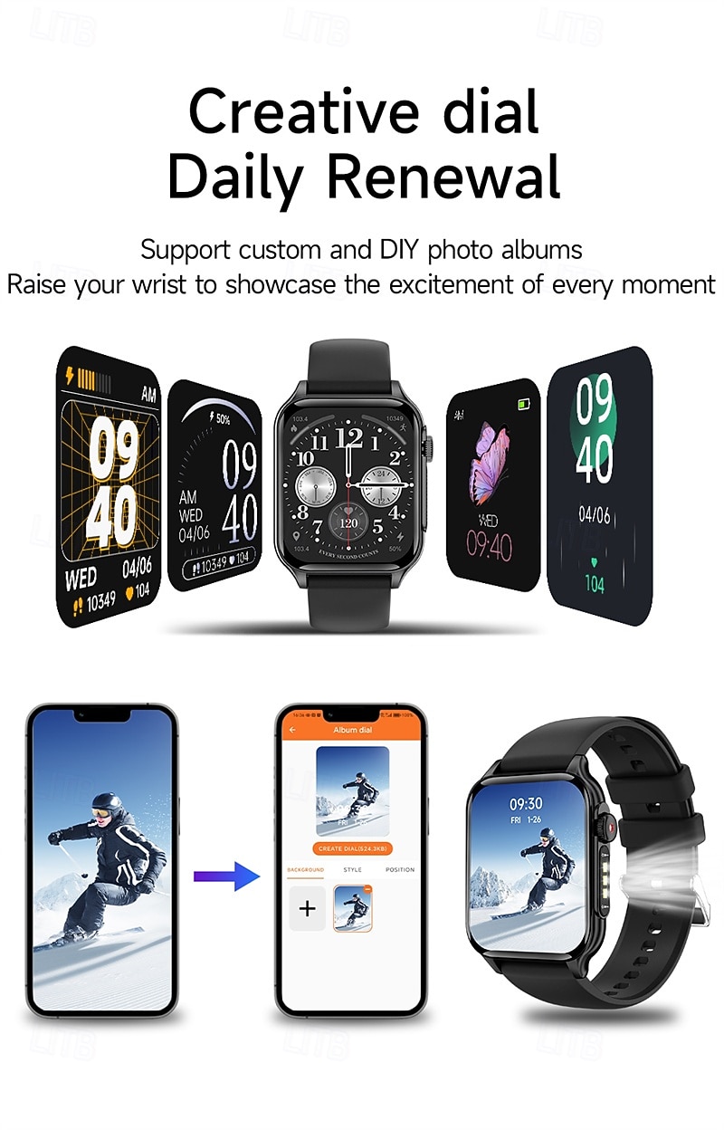 P6MAX ساعة ذكية 1.96 بوصة سمارت ووتش بلوتوث عداد الخطى متتبع النوم رصد معدل ضربات القلب تذكير المستقرة أجد هاتفي متوافق مع IP 67 رصد معدل ضربات القلب مكالمات بدون يد رياضات العناية الصحية 2025 - $31.99 –P5