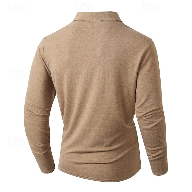 Herren Golfshirt Golf Poloshirts Arbeit Lässig Revers Langarm Basic Modern Einfach Tasche Knöpfe Frühling Herbst Normale Passform Schwarz Weiß Marineblau Dunkelgrün Khaki Armeegrün Golfshirt 2025 - $22.99 –P18
