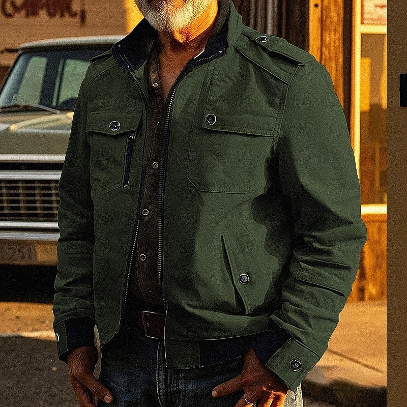 Hombre Chaqueta utilitaria Chaqueta tipo cargo Vacaciones Diario Resistencia al desgaste Bolsillo Otoño Invierno Plano Moda Clásico Escote Chino Regular Negro Rojo Caqui Verde Ejército Azul Oscuro 2026 - $42.99 –P3