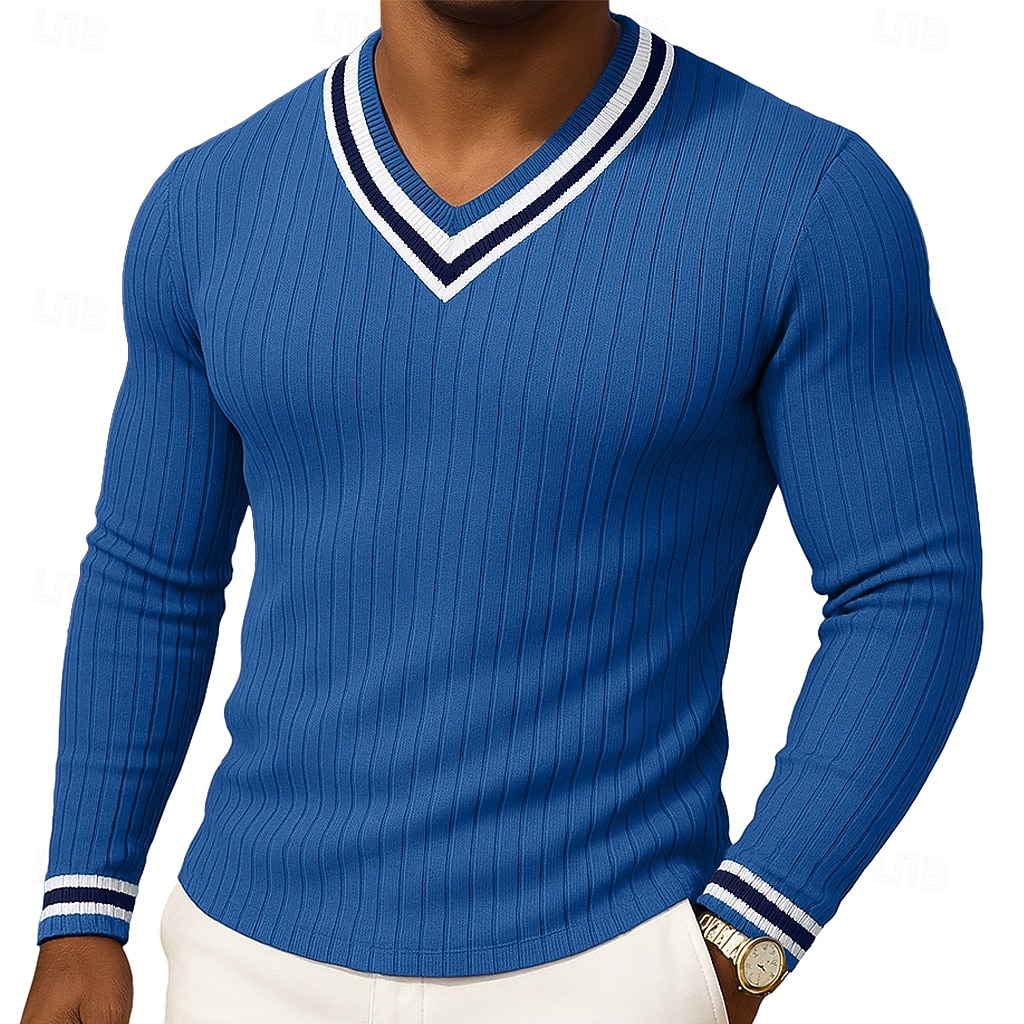 Herren T-Shirt Langarm V Ausschnitt Henley Sommer Frühling Herbst Einfach Zeitgenössisch Modern Lässig Farbblock Knöpfe Basic Heim Straße Lässig Blau Grün Violett Top T-Shirt für Herren 2025 - $29.99 –P2