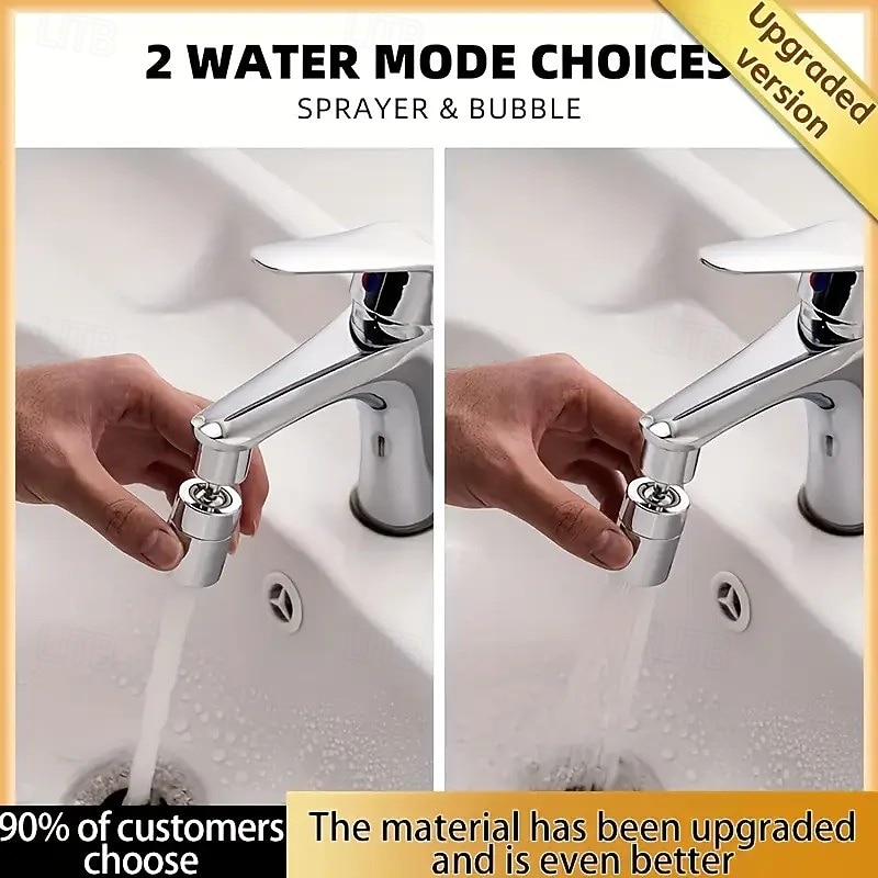 Aérateur de robinet anti-éclaboussures à 360° pour cuisine et salle de bain – rallonge de débit d'eau rotative avec deux modes de jet, moussant, installation facile de 2025 ? $8.99 –P5