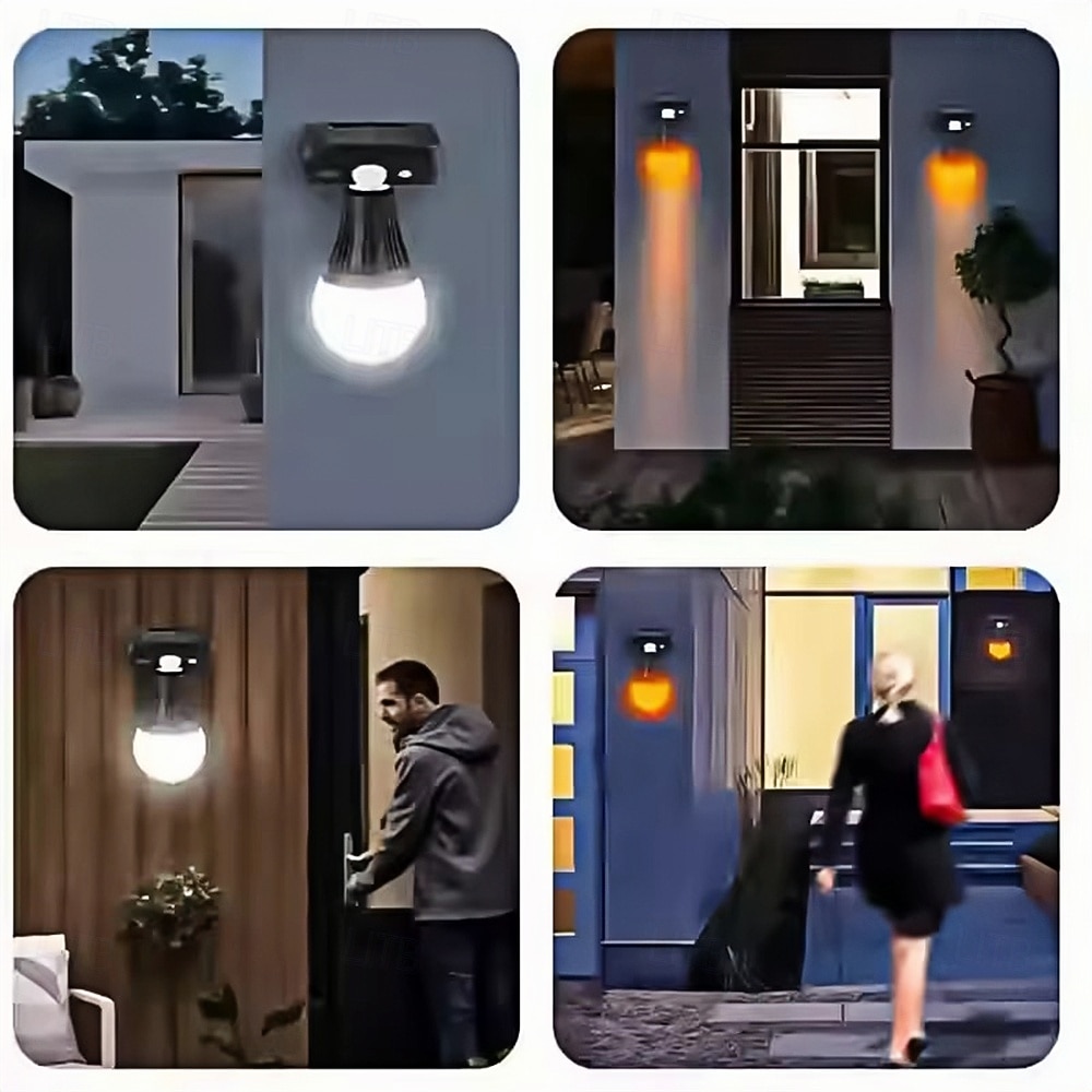 Luz solar com carregamento USB para iluminação externa, luz de parede solar à prova d'água, sensor de movimento sem fio, segurança, 3 modos, luz branca, luz quente, luz amarela quente, jardim, cerca, de 2025 por $24.99 –P2