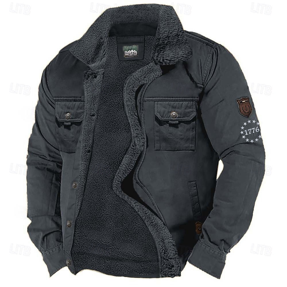 Homens Gráfico 1776 Casaco de lã Jaqueta Carga Jaqueta sherpa Térmico / Quente Vintage Casual Ao ar livre Casa Vários bolsos Jaquetas de algodão Casacos de inverno Outono Inverno Gola virada para de 2026 por $54.99 –P2