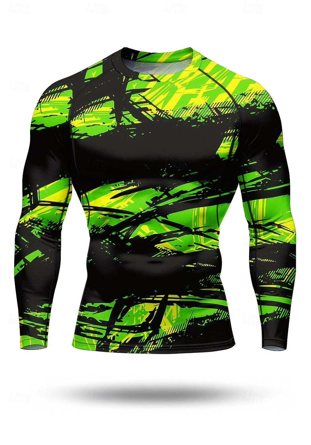 2025年 男性用 コンプレッション・シャツ ランニングＴシャツ 3Dプリント 長袖 ベース層 抽象的 速乾性 ビデオ圧縮 パワーフレックス 吸汗性 ジムトレーニング アクティブトレーニング 運動 スポーツウェア アクティブウェア グリーン  コレクション – $20.99 –P3
