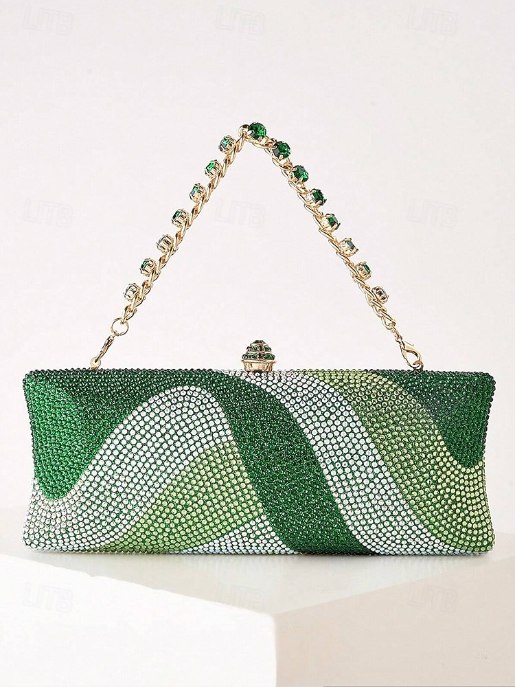 pochette da sera in cristallo da donna con tracolla a catena, borsa di lusso con strass in opzioni multicolore, elegante borsa per matrimoni, cocktail party ed eventi formali del 2026 a $46.99 –P3